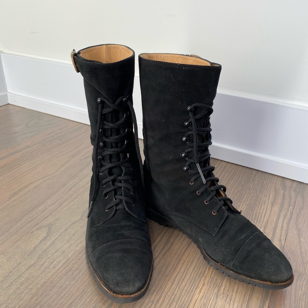 Salvatore Ferragamo Black Vintage 90s Lace-up Boot
